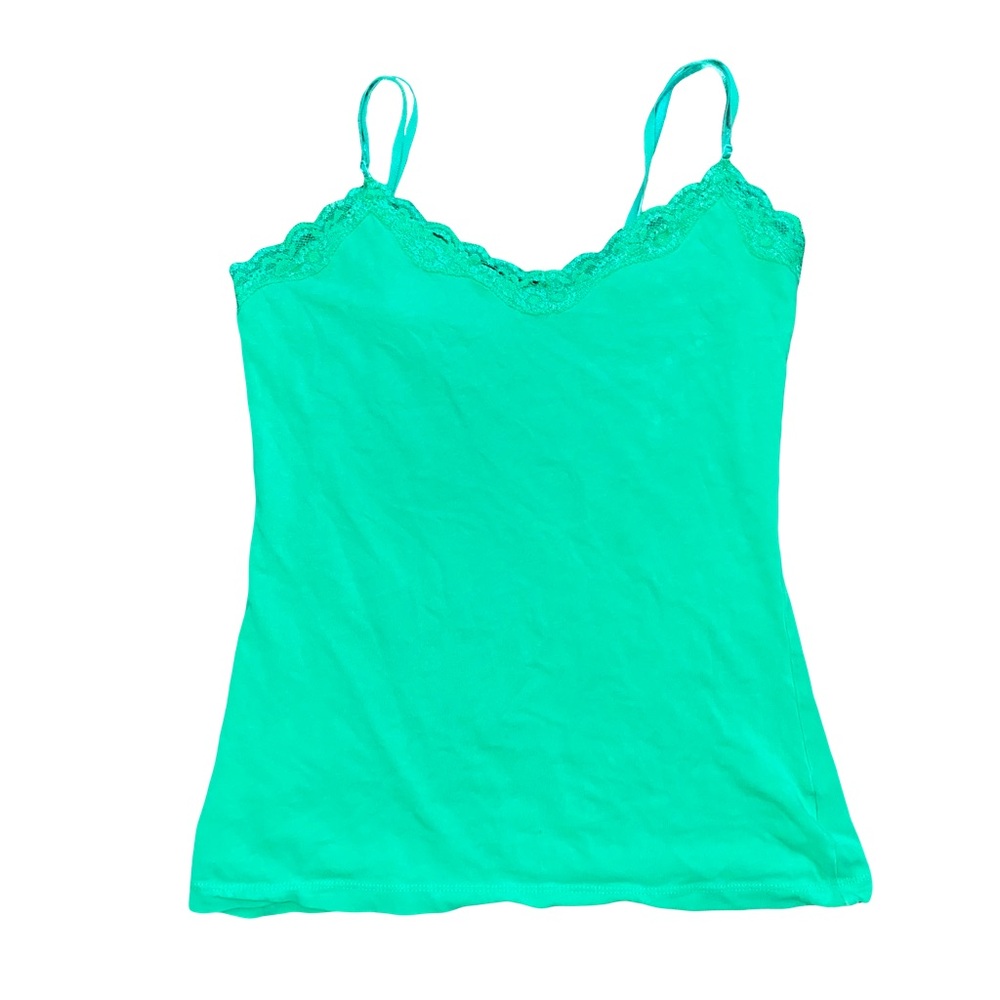 VTG OLD NAVY GREEN LACE Y2K TANK TOP // SIZE XS💚